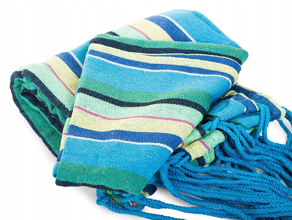 TURKUSOWY HAMAK OGRODOWY W PASKI LATO 200X80 POKROWIEC